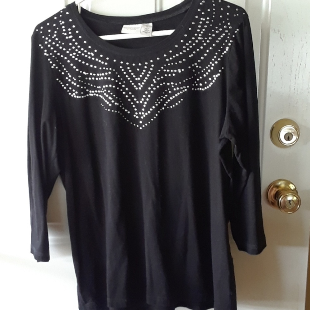 Top/ black / silver black beading